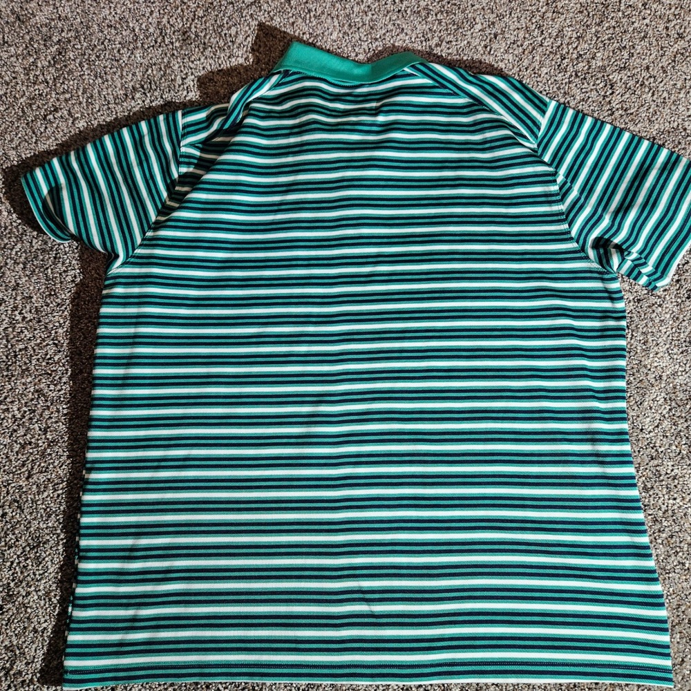 Nike Dri-FIT Mens Striped Golf Polo Shirt Green Navy Blue BV0363-370 XL - Picture 2 of 8